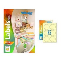 [올바른] 칼라라벨 연노랑 (레이저 잉크젯공용) -(원형6칸), 50매, AL406PY