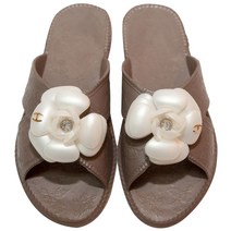 에바 여성용 플라워 거실화, 브라운