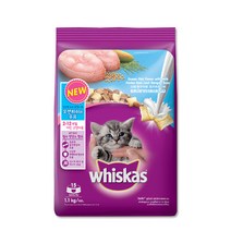 위스카스 주니어 오션피쉬와 우유 고양이 사료, 1.1kg, 2개