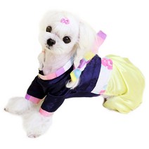 도그포즈 꽃놀이 애견한복, 제비꽃 (남색)