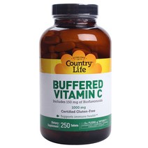 컨트리라이프 버퍼드 비타민 C 1000mg 타블렛 글루텐 프리 무설탕, 250개입, 1개