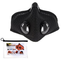 MLD 2중겹 필터교체형 듀얼벨브 스포츠 마스크 + 파우치, 블랙