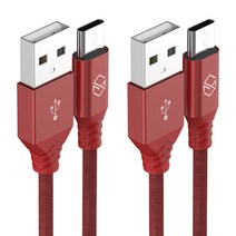 신지모루 더치패브릭 USB C타입 고속충전 케이블, 1m, 레드, 2개입