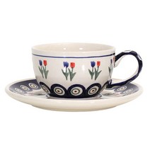 자크라디 블루튤립 티컵 앤 소서 세트 8838831-809, 혼합색상, 1세트