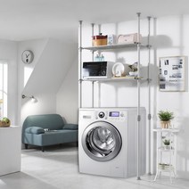 하우스데이 원터치 폭조절 세탁기 2단선반 4기둥, 혼합 색상