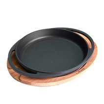 라바 원형 주물 접시 + 나무받침, 20 cm, 1개