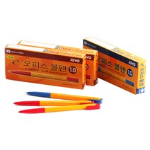 자바펜 1.0mm e-오피스 볼펜 빨강 24p + 파랑 12p, 1세트