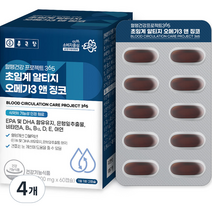 종근당 혈행 건강프로젝트365 초임계 알티지 오메가3 앤 징코 54g, 60정, 4개