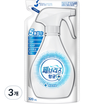 페브리즈 항균 플러스 섬유탈취제 보충형, 320ml, 3개, 깨끗한향