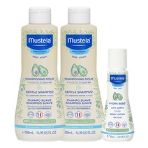 무스텔라 젠틀샴푸 500ml x 2p + 여행용 이드라 베베 바디로션 50ml, 1세트