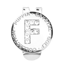 퍼피아 골프 스와로브스키 이니셜 볼 마커 자석 클립 세트, 크리스털 F