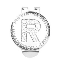 퍼피아 골프 스와로브스키 이니셜 볼 마커 자석 클립 세트, 크리스탈 R