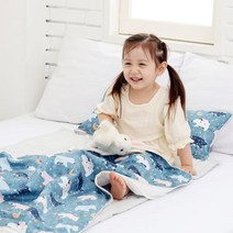 와이즈마마 일반형 마이크로화이버 속통여름 낮잠이불 세트 일체형, 미드나잇