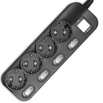 이놀 블랙 개별통합형 멀티탭 4구, 4m, 1개