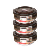 아이에코리아 수퍼 오븐글라스 원형 내열유리 밀폐용기 400ml, 3개입, 용기 3p
