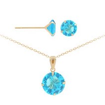 14K 탄생석 11월 컬러 목걸이 42cm + 귀걸이 데일리 골드 세트 G157+JS128+SH104