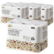 코멧 키친 천연펄프 키친타올 롤형 140매 3겹, 6롤, 4팩
