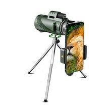 에이러블 B0144 FMC코팅 휴대용 망원경 소형 녹색 40X60 표준+휴대폰 클립+삼각대 세트, 20mm
