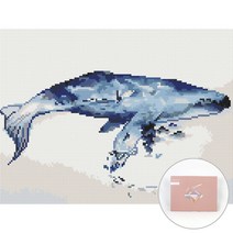 아트조이 DIY 보석십자수 캔버스형 30 x 40 cm, 푸른 고래, 1개