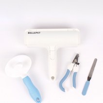벨르펫 반려동물 셀프 미용 얇은빗 브러쉬 + 발톱깎이 + 그라인더 + 돌돌이 세트, 블루, 1개
