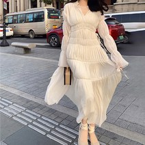 페이퍼먼츠 캉캉 쉬폰 프릴 플레어 이중 레이어드 투피스 세트 01462