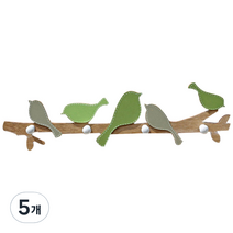 크레바스 북유럽 인테리어 벽옷걸이, 그린, 5개