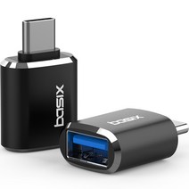 [테슬라젠더] 베이식스 C타입 to USB 3.0 변환 OTG 젠더 A30 2p, 메탈 블랙