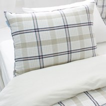 레브라이프 린넨 프렌치 블루체크 베개커버