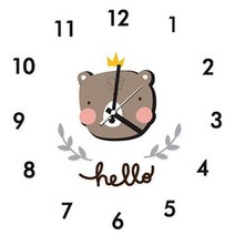 퍼니즈 북유럽 월데코 무소음 벽시계, 왕관곰