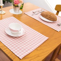 아포아룸 캔디체크 방수 테이블매트, 핑크, 29 x 40cm