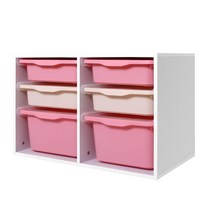 보노하우스 레브 더블 3단 수납장 세트 화이트 프레임, 핑크, 1세트