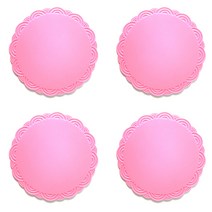 이코디 원형 레이스 매트 4p, 핑크