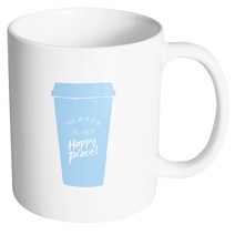 핸드팩토리 해피 플레이스 워터 머그컵 330ml, 내부 화이트, 1개
