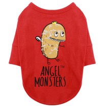 퍼피엔젤 엔젤몬스터 강아지 7부소매 티셔츠, 레드