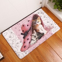 리빙팝 주방욕실 미끄럼방지 개와고양이 일러스트 발매트 C, 3