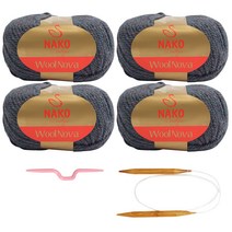 꽈배기 목도리 뜨개질 DIY 패키지, 6172(보라군청혼합), 1세트