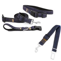 펫나인 강아지와고양이 산책 허리벨트 + 차량 안전벨트 2.5cm, 블랙, 블루, 1세트