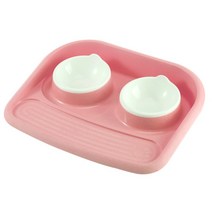 블럭마트 반려동물 식기 + 받침대, 핑크, 1개