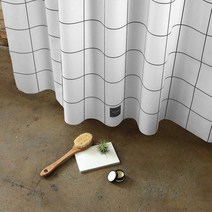 원세븐나인 모던부티크 그리드 패브릭 샤워커튼 1800mm x 1880mm, 1개, 화이트계열