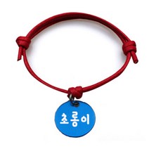 펫츠룩 굿모닝 레드 반려동물 목걸이 M + 알미늄원형 팬던트 M, 블루(초롱이), 1개