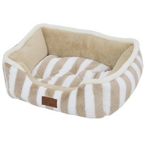 레드퍼피 슬링 스트라이프 사각 펫 쿠션, 다크 베이지
