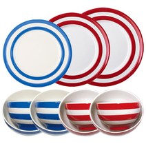 코니쉬웨어 국공기 + 밥공기 + 접시 블루 레드 4인 한식기세트, 1세트, 밥공기 4p + 국공기 4p + 블랙퍼스트접시 + 런치접시 + 메인접시