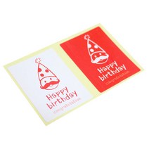 황씨네도시락 고깔생일 사각 도시락스티커 화이트 57p + 레드 57p, 혼합 색상, 1세트