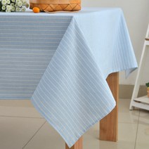 저스틴앤클로이 테이블웨어 줄무늬 디자인 린넨 식탁보, 스카이, 130 x 200 cm