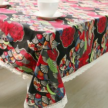 이코디 레트로팬 TC테이블보, 레드, 140 x 160 cm