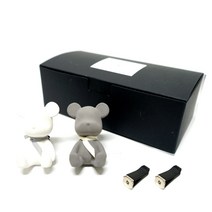 라띠크제이 베어브릭 석고방향제 화이트 + 그레이 + 리필오일 2p + 클립 2p, 클린코튼