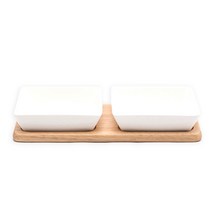 아카시아 화이트 사각접시 2p 세트 소, 1세트, 본체 2p + 받침