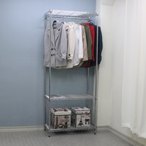 코랙 1행거 킹메탈 선반행거 3단 90 x 45 x 180 cm, 크롬
