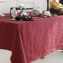 바이지미 루시 린넨 테이블보, 버건디, 6인(200 ⅹ 110 cm)