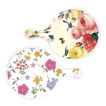 로엠디자인 서빙 원형 보드 도마 PrettyRoses 2p 세트, PrettyRoses, 로맨틱레드floral화이트, 1세트